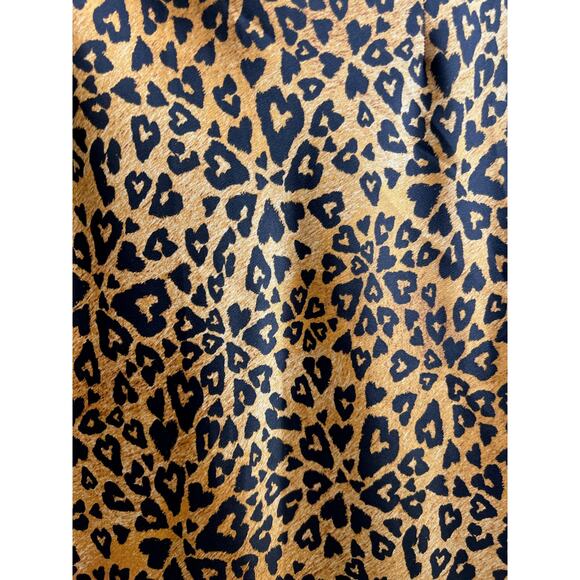 Urban Outfitters Edy Midi Leopard Slip Skirt S Slit Brown Black Satiny Coquette - Picture 6 of 8